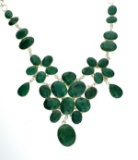 APP: 24k 350.75CT Mixed Cut Green Beryl and Sterling Silver Necklace