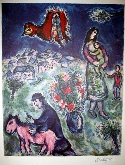 MARC CHAGALL (After) Sur La Route du Village Print, 244 of 500