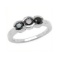 *Fine Jewelry 1.16CT Round Cut Black Diamond And Sterling Silver W Rhodium Ring