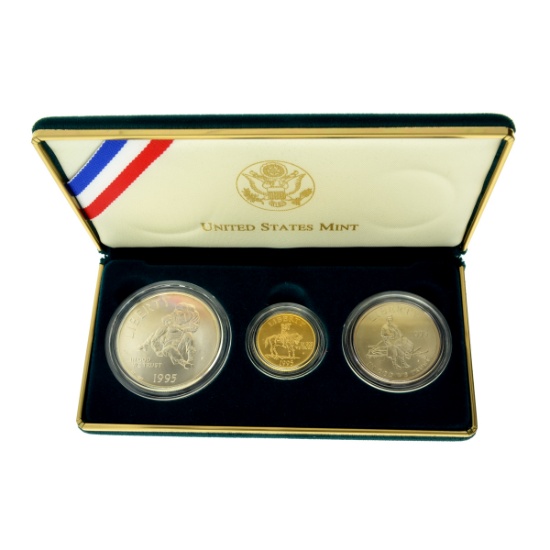 1995 Civil War Battlefield Commemorative 3 pc Set Proof Coins