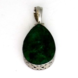 APP: 2.3k 52.18CT Pear Cut Green Beryl and Sterling Silver Pendant