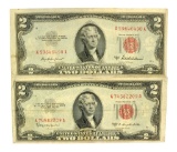 (2) 1953 $2 U.S. Red Seal Notes