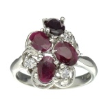 APP: 1.2k Fine Jewelry Designer Sebastian, 2.26CT Ruby And White Topaz Sterling Silver Ring