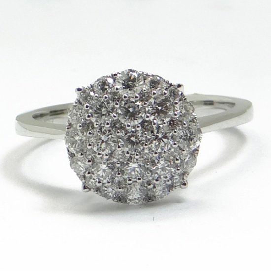 *Fine Jewelry 14 kt. White Gold, 0.99CT Round Cut Diamond Ring (Q 11-0010)