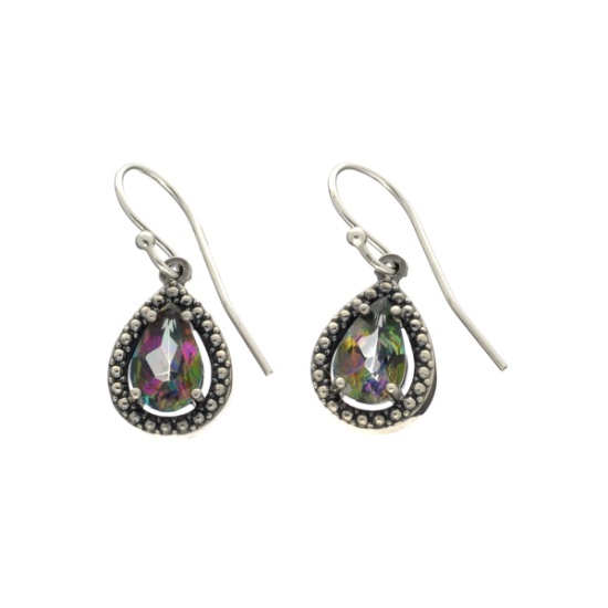 Fine Jewelry Designer Sebastian, Mystic Topaz And White Sapphire Sterling Silver Earrings