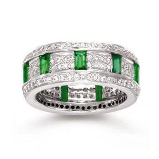 *Fine Jewelry, 14KT White Gold, 0.90CT Emerald And 0.85CT Diamond Ring (GL W3099E-6)