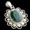 APP: 2.8k 18.48CT Oval Cut Green Sapphire and Sterling Silver Pendant