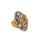 *925 Sterling Silver Gold Plated Black Rhodium Accent White Topaz Ring