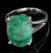 Fine Jewelry Designer Sebastian 9.10CT Oval Cut Green Beryl Emerald and Sterling Silver Ring