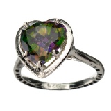 APP: 1.2k 4.03CT Pear Cut Mystic Topaz And Platinum Over Sterling Silver Ring