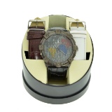 Men's Ice Maxx Designer Round Watch On Case and Interchangeable White & Burgundy Band