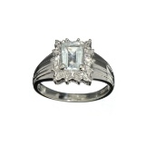 APP: 0.7k Fine Jewelry Designer Sebastian, 0.98CT Aquamarine And White Topaz Sterling Silver Ring