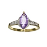 Fine Jewelry 1.60CT Purple Amethyst Quartz And Colorless Topaz Platinum Over Sterling Silver Ring
