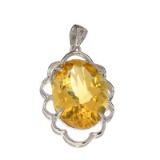 APP: 0.8k 10.70CT Yellow Citrine And White Sapphire Sterling Silver Pendant