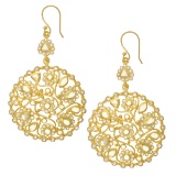 *925 Sterling Silver Gold Plated White Topaz Filigree Earrings