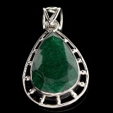 APP: 1.6k 43.02CT Pear Cut Green Beryl and Sterling Silver Pendant