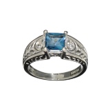 APP: 0.5k Fine Jewelry Designer Sebastian, 1.90CT Blue/White Topaz And Sterling Silver Ring