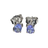 APP: 0.7k Fine Jewelry 0.76CT Oval Cut Tanzanite And Sterling Silver Earrings