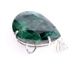 APP: 14.4k Fine Jewelry Designer Sebastian 438.64CT Pear Cut Emerald and Sterling Silver Pendant
