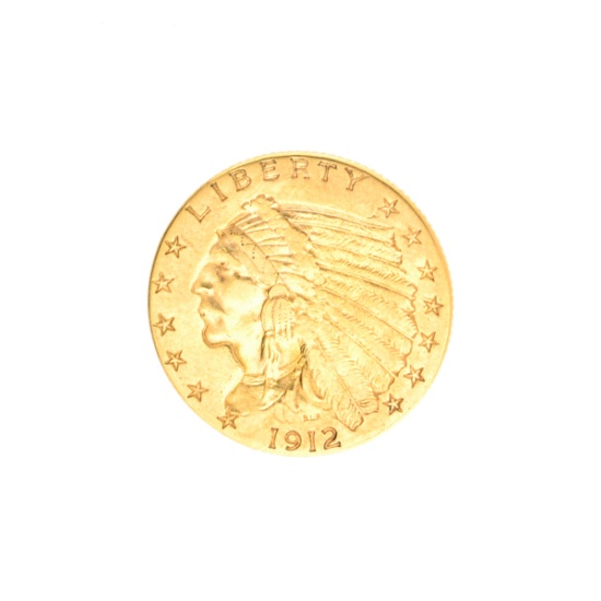 Very Rare 1912 $2.50 U.S. Indian Head Gold Coin Great Investment