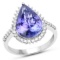 *14 kt. White Gold, 5.17CT Pear Cut Tanzanite And Diamond Ring (Q R20952TANWD_14K WG)