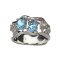 APP: 0.9k Fine Jewelry 0.75CT Blue And Colorless Topaz Platinum Over Sterling Silver Ring