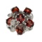 Fine Jewelry Designer Sebastian 5.92CT Oval Cut Almandite Garnet And Sterling Silver Cluster Ring
