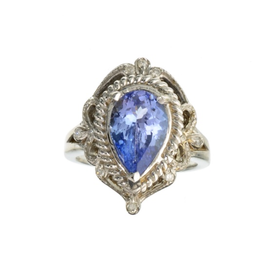 APP: 7.3k 14 kt. White Gold, 2.52CT Diamond And Tanzanite Ring