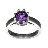 APP: 0.5k Fine Jewelry Designer Sebastian, 1.19CT Round Cut Amethyst And Sterling Silver Ring