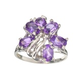 APP: 0.5k Fine Jewelry Designer Sebastian, 2.10CT Oval Cut Amethyst And Sterling Silver Cluster Ring