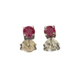 APP: 0.2k Fine Jewelry 0.70CT Round Cut Ruby And Sterling Silver Earrings
