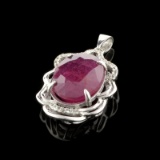 APP: 1.9k Fine Jewelry 9.10CT Ruby And Colorless Topaz Platinum Over Sterling Silver Pendant