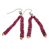 APP: 0.7k 28.00CT Round Cut Bead Ruby And White/Yellow Sterling Silver Earrings