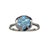 APP: 0.5k Fine Jewelry 0.30CT Round Cut Blue Topaz And Platinum Over Sterling Silver Ring