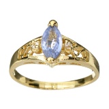 APP: 1k 14 kt. Gold, 0.60CT Marquise Cut Blue & White Sapphire Ring
