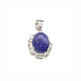 Fine Jewelry Designer Sebastian 4.75CT Oval Cut Cabochon Lapis Lazuli and Sterling Silver Pendant