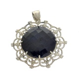 Fine Jewelry Designer Sebastian 4.83CT Rose Cut Cabochon Sapphire And Sterling Silver Penant