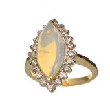 APP: 2.8k 14 kt. Yellow/White Gold, 1.79CT Opal  And Diamond Ring