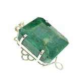 Designer Sebastian 416.74CT Emerald Cut Green Beryl Platinum Over Sterling Silver Pendant
