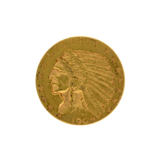 *1909-D $5 Indian Head Gold Coin (DF)