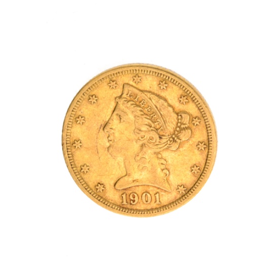Very Rare 1901-S $5 U.S. Liberty Head Gold Coin Great Investment