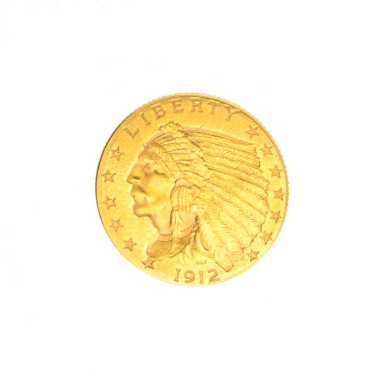 Very Rare 1912 $2.50 U.S. Indian Head Gold Coin Great Investment