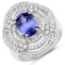 APP: 12.4k *14K White Gold 2.82 Tanzanite and White Diamond Ring Radiant Quality! (Vault Q) (QR22675