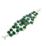 APP: 13.1k 158.81CT Mixed Cut Green Beryl and Sterling Silver Bracelet