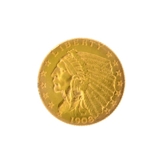 1908 $2.50 Indian Head Gold Coin