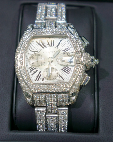 *Cartier Mens Roadster Chrono Watch - Diamonds XL -P-