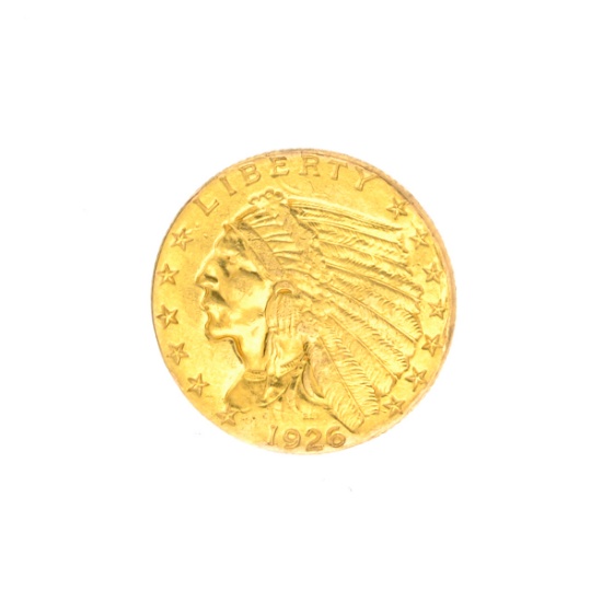 Very Rare 1926 $2.50 U.S. Indian Head Gold Coin Great Investment