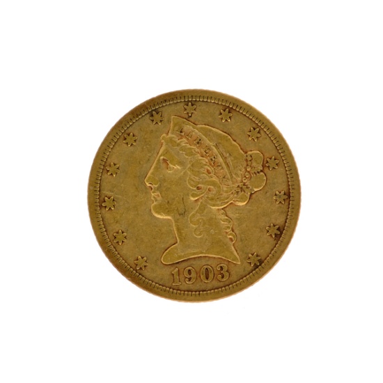 *1903-S $5 Liberty Head Gold Coin (DF)