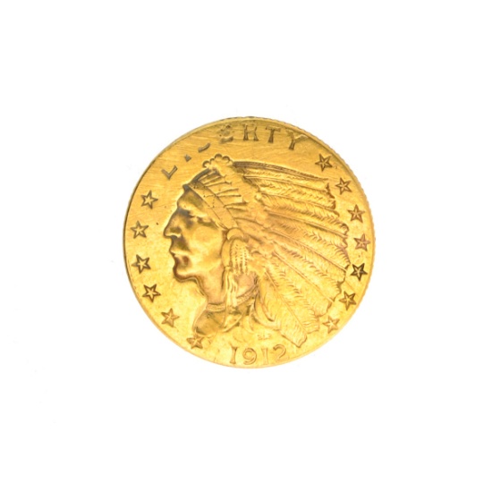 Very Rare 1912 $2.50 U.S. Indian Head Gold Coin Great Investment