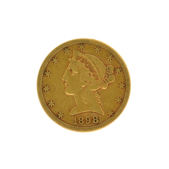 *1898-S $5 Liberty Head Gold Coin (DF)